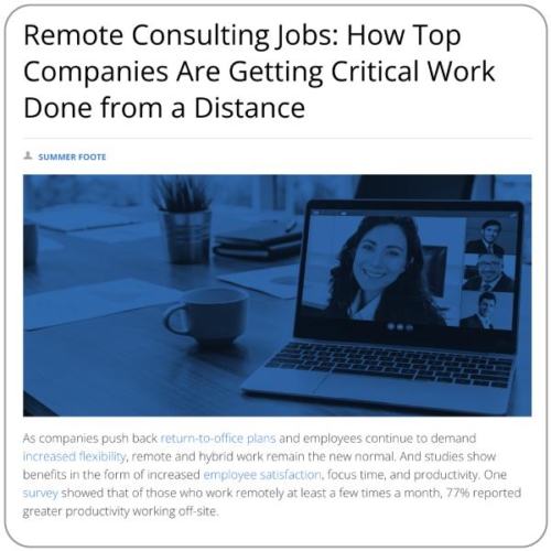 Remote Consulting Jobs: How Top Companies Are Getting Critical Work Done from a Distance